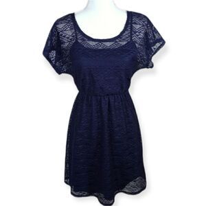 BAILEY BLUE NAVY BLUE LACE DRESS SZ.S EUC